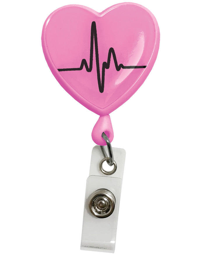 Retracteze ID Holder EKG Heart Pink