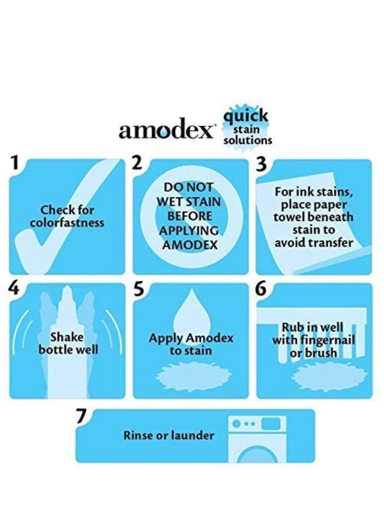  Amodex Ink and Stain Remover – Cleans Marker, Ink, Crayon, Pen,  Makeup from Furniture, Skin, Clothing, Fabric, Leather - Liquid Solution -  4 fl oz Bottle - (Pack of 3) : Health & Household